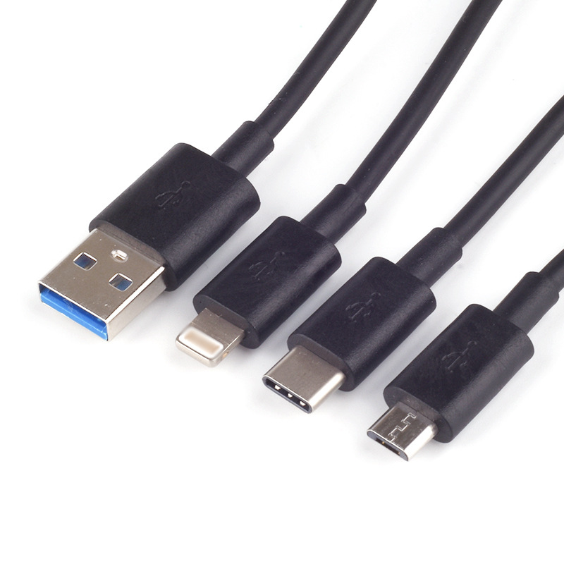 3 heads 3A quick charge USB Cable